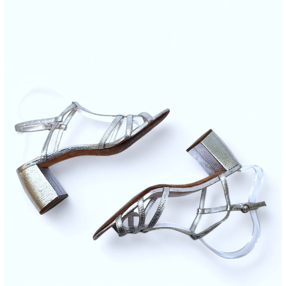 Loeffler Randall Women's Silver Elena Heeled Sandal Sz 8 B